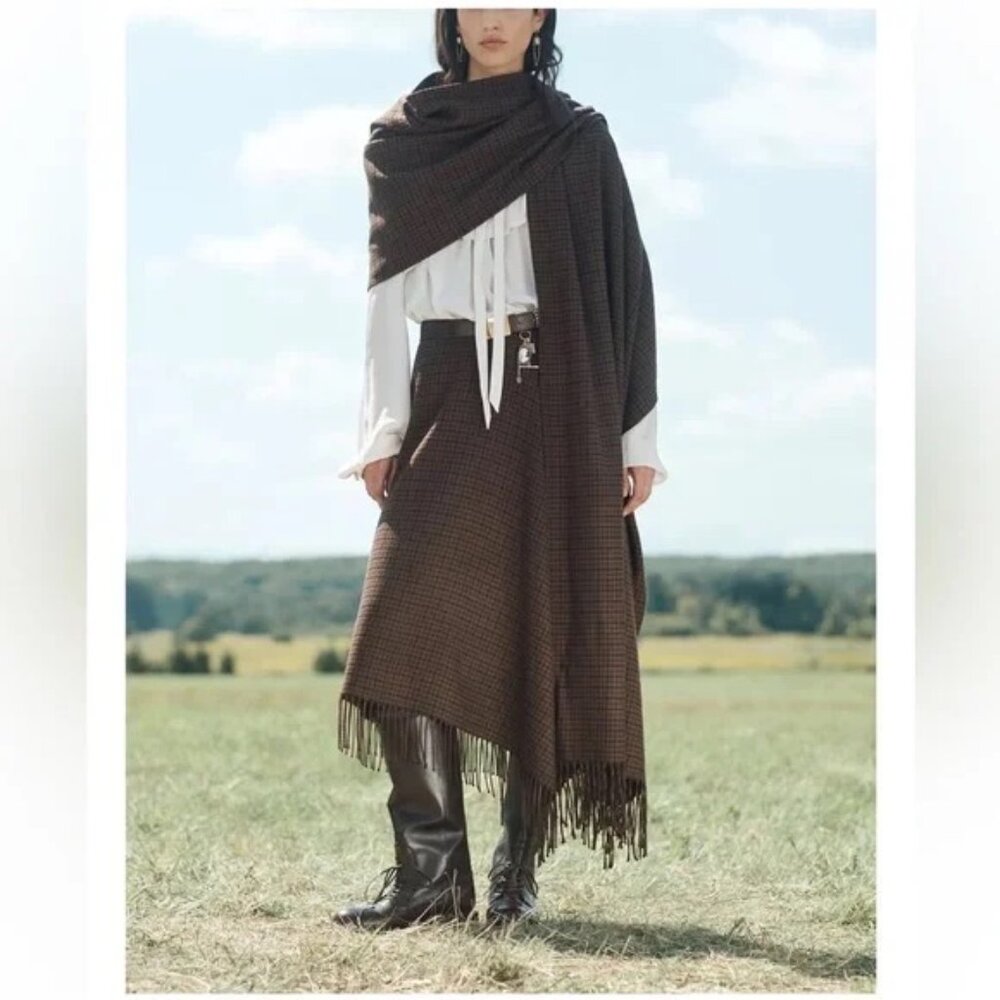 ZARA LIMITED EDITION ASYMMETRIC HEM FRINGED SKIRT / L / NWOT